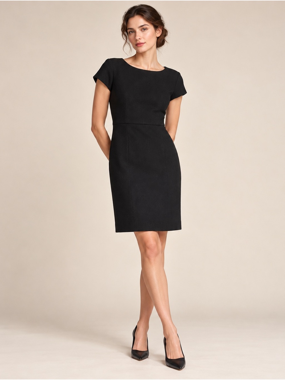 Vintage Jean Muir Black Wool Crepe Dress Made England